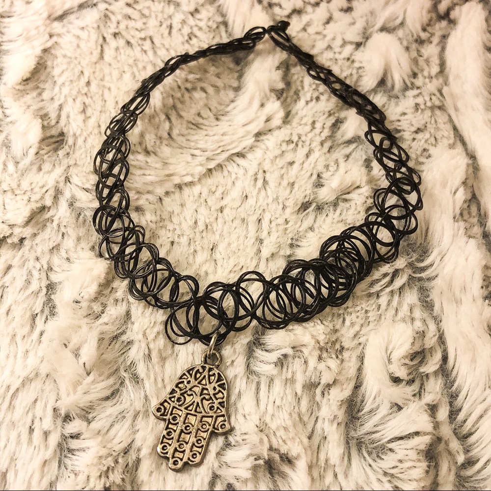 Hamsa Black Tattoo Choker